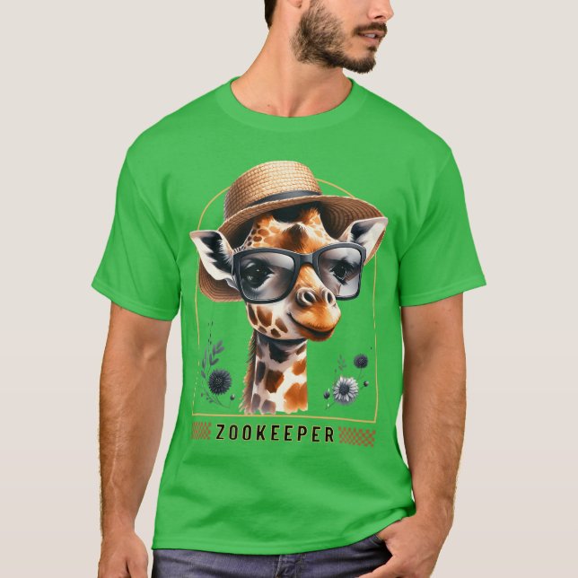 Zookeeper Giraffe Safari Zoo Keepeer - print T-Shirt (Front)