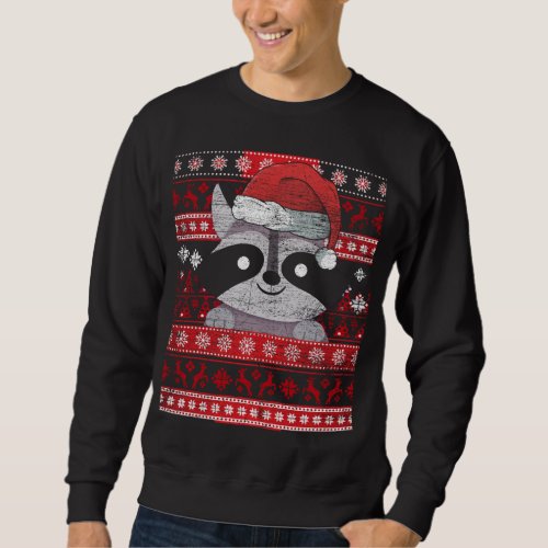 Zookeeper Raccoon Gifts Ugly Christmas Racoon Sweatshirt