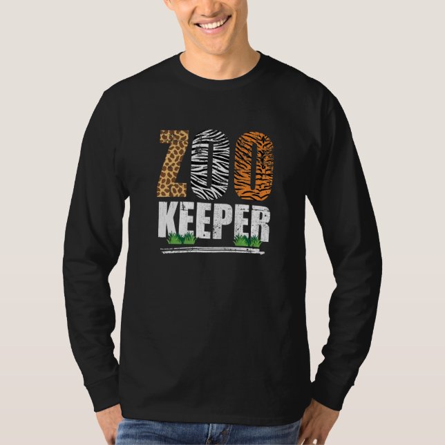 Zookeeper Zoo Keeper African Animals Zebra Giraffe T-Shirt (Front)