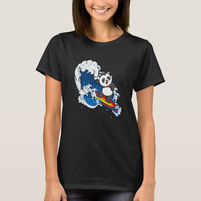 Zookeeping Surfing Wildlife Animal Panda Bear Surf T-Shirt (Front)