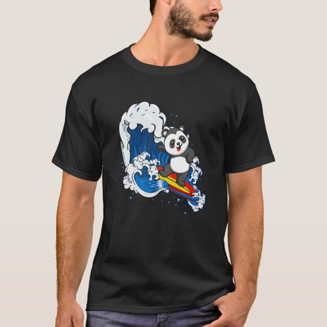 Zookeeping Surfing Wildlife Animal Panda Bear Surf T-Shirt (Front)