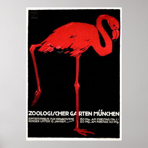 ZOOLOGISCHER GARTEN MUNCHEN German Travel Vintage Poster