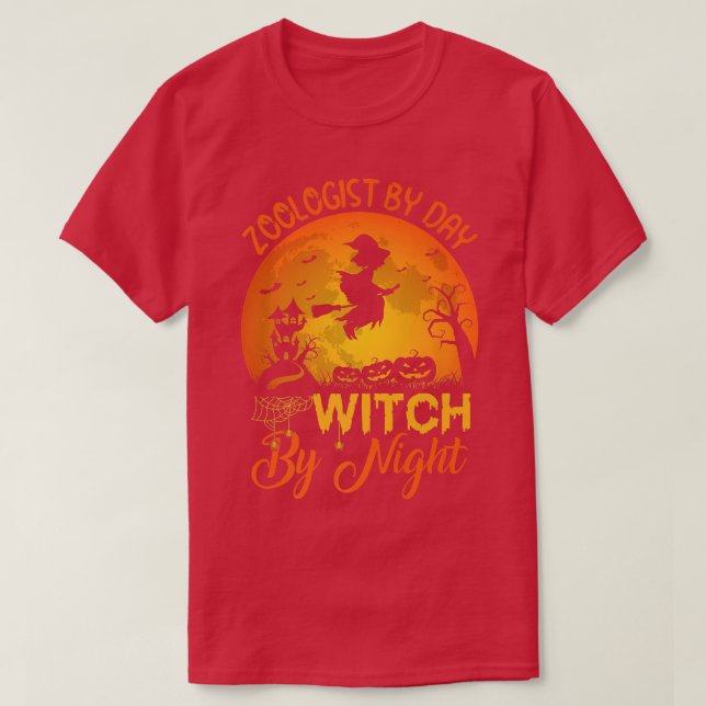 Zoologist By Day Witch By Night Zoologist Hallowee T-Shirt (Design Front)