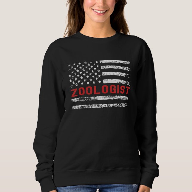 Zoologist USA Flag Profession Retro Job Title Sweatshirt (Front)