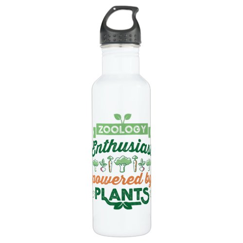 Zoology Enthusiast powered by Plants Vegan Gift Stainless Steel Water Bottle
