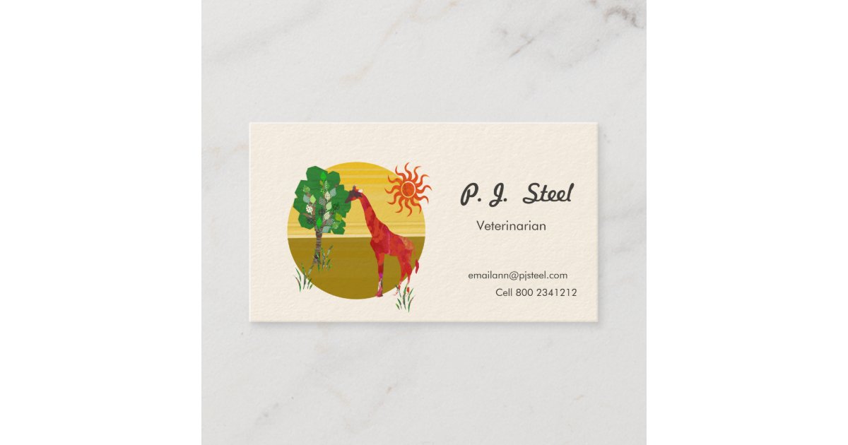 Zoology Giraffe Under Sun Illustration Business Card | Zazzle