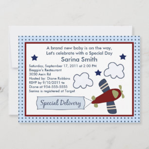 Zoom Along/Airplane 2 Baby Shower Invitations