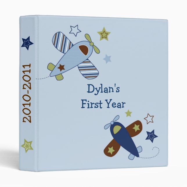 Zoom Along Airplane Baby Photo Album Scrapbook Binder (Front/Spine)