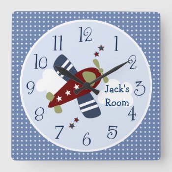 Zoom Along Airplane Nursery/children's Clock by Personalizedbydiane at Zazzle
