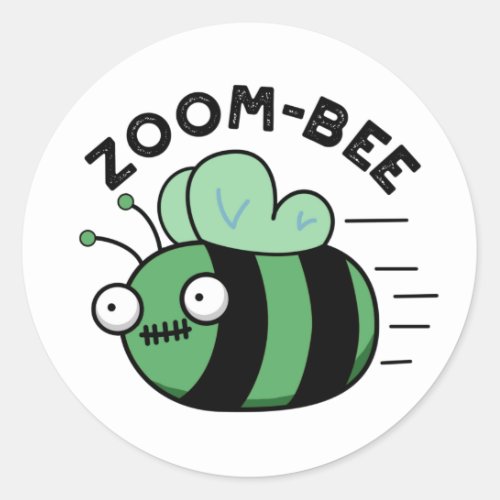 Zoom_bee Funny Halloween Zombie Bee Pun Classic Round Sticker