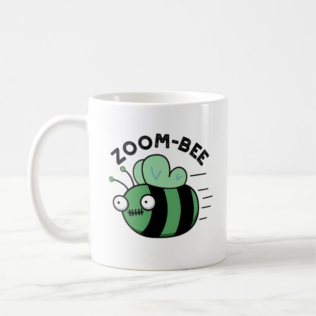 Zoom-bee Funny Halloween Zombie Bee Pun Coffee Mug (Left)