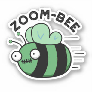Zoom-bee Funny Halloween Zombie Bee Pun Sticker