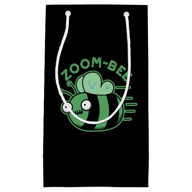Zoom-bee Funny Zombie Bee Pun Dark BG Small Gift Bag (Front)