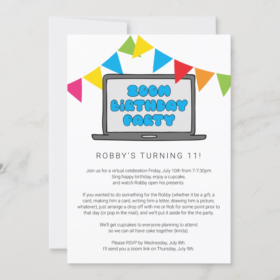 Zoom Birthday Party Invitation Zazzle Zoom Birthday Party Invitation Zazzle