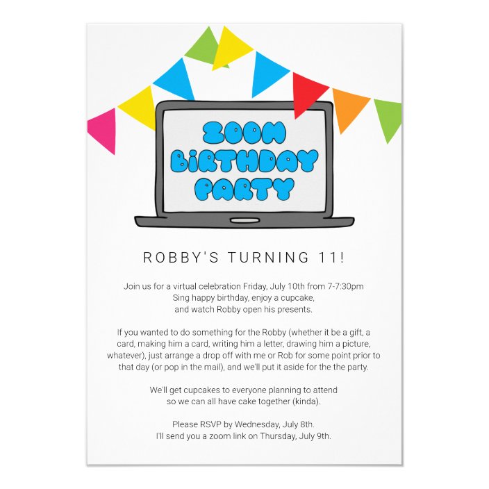 Zoom Birthday Party Invitation