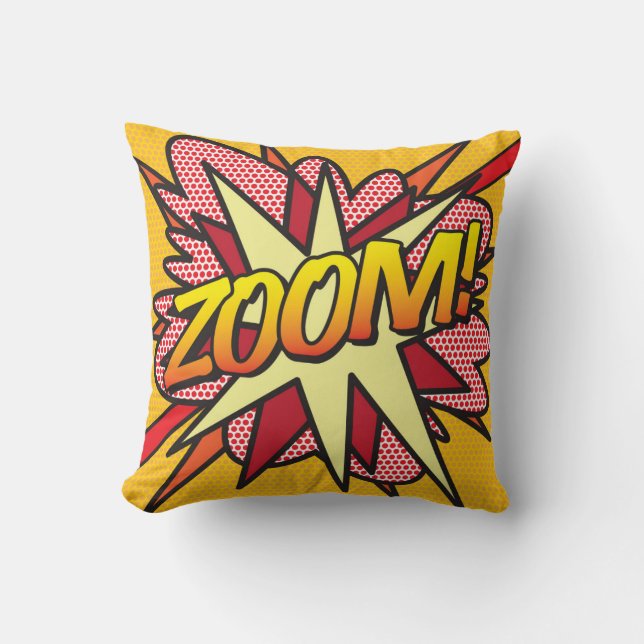ZOOM Funny Cool Modern Comic Book Pop Art Throw Pillow (Front)