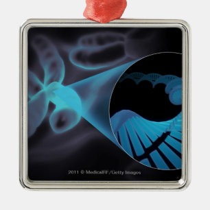 Zoom in of a DNA strand in a chromosome Metal Ornament