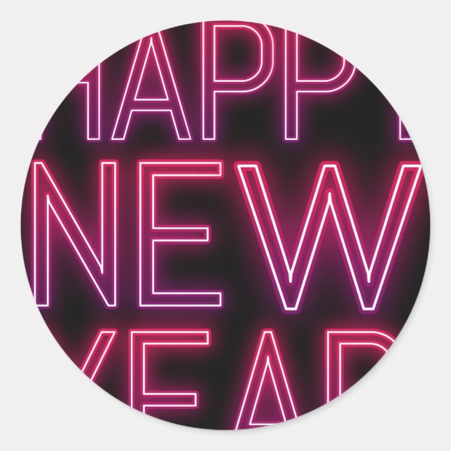 Zoom In Purple Gradient New Year Classic Round Sticker (Front)