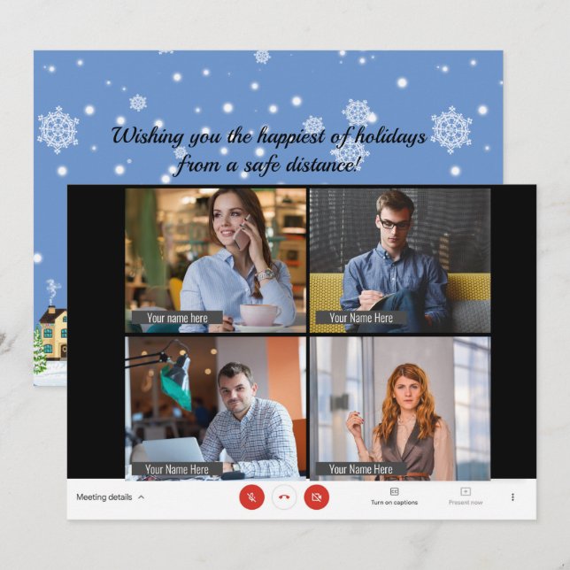 Zoom Meeting Christmas Photo Funny Holiday CARD (Front/Back)