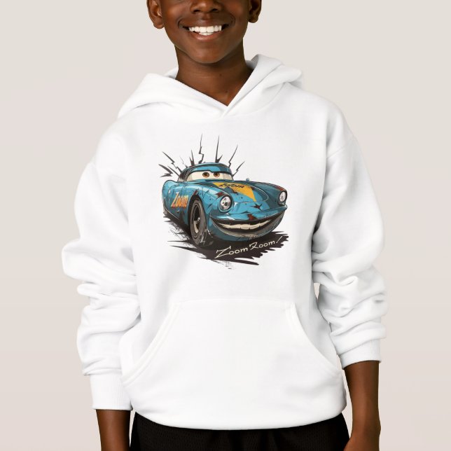 Zoom Zoom - Lightning Race Car Hoodie (Front)