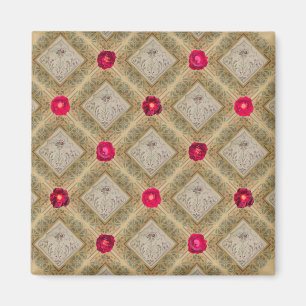 Zoomed Fruit, Vine, & Rose Pattern Magnet