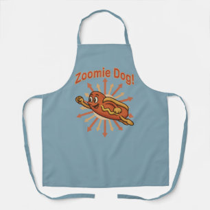 Zoomie Dog Flying Hot Dog Cartoon – Fun Retro Apron