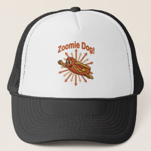 Zoomie Dog Flying Hot Dog Cartoon – Fun Retro Trucker Hat