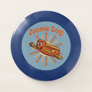 Zoomie Dog Flying Hot Dog Cartoon – Fun Retro Wham-O Frisbee
