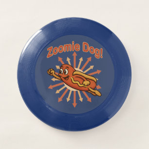 Zoomie Dog Flying Hot Dog Cartoon – Fun Retro Wham-O Frisbee