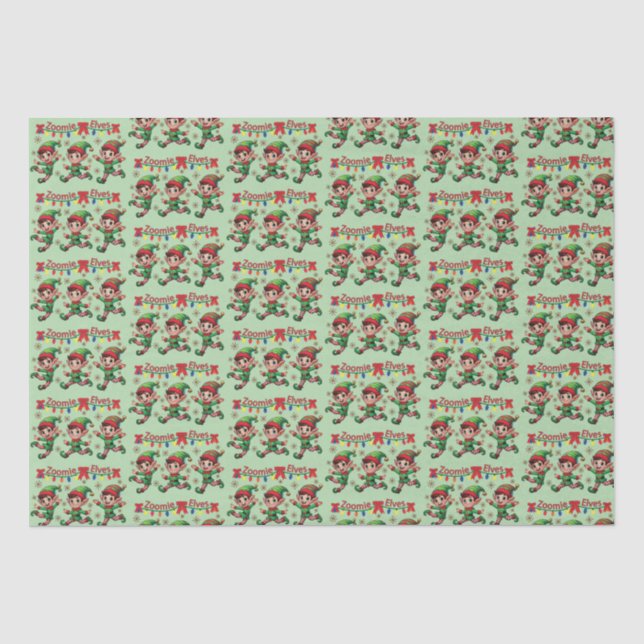 Zoomie Elves Christmas Tissue Paper (Front)