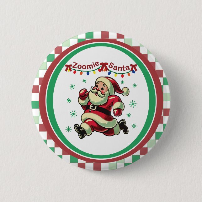 Zoomie Santa Christmas Button (Front)
