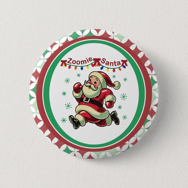 Zoomie Santa Christmas Button (Front)