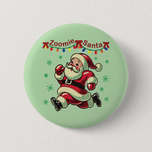 Zoomie Santa Christmas Button