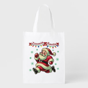 Zoomie Santa Christmas Grocery Bag