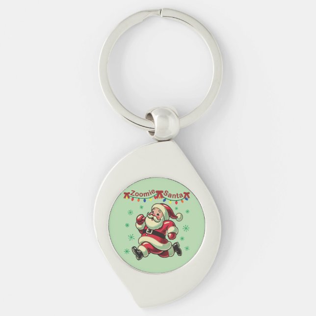 Zoomie Santa Christmas Keychain (Front)