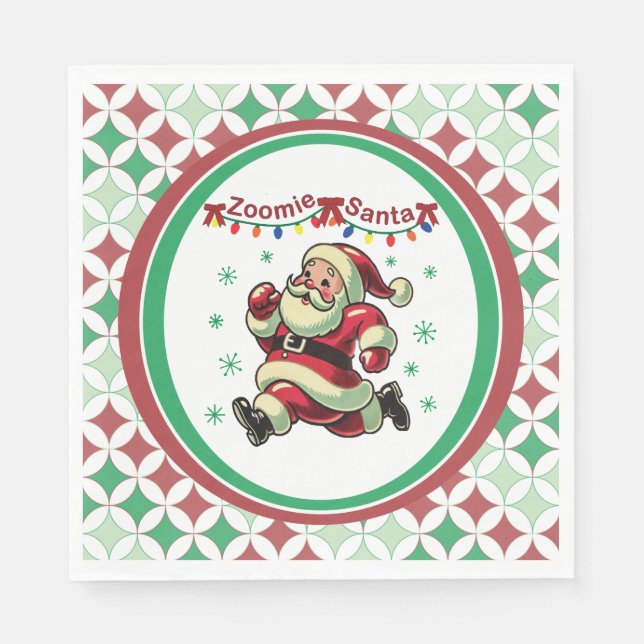 Zoomie Santa Christmas Napkins (Front)