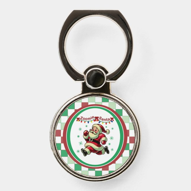 Zoomie Santa Christmas Phone Ring Stand (Front)