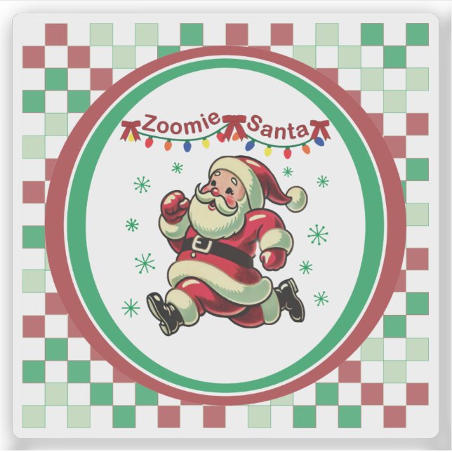 Zoomie Santa Christmas Sticker (Front)