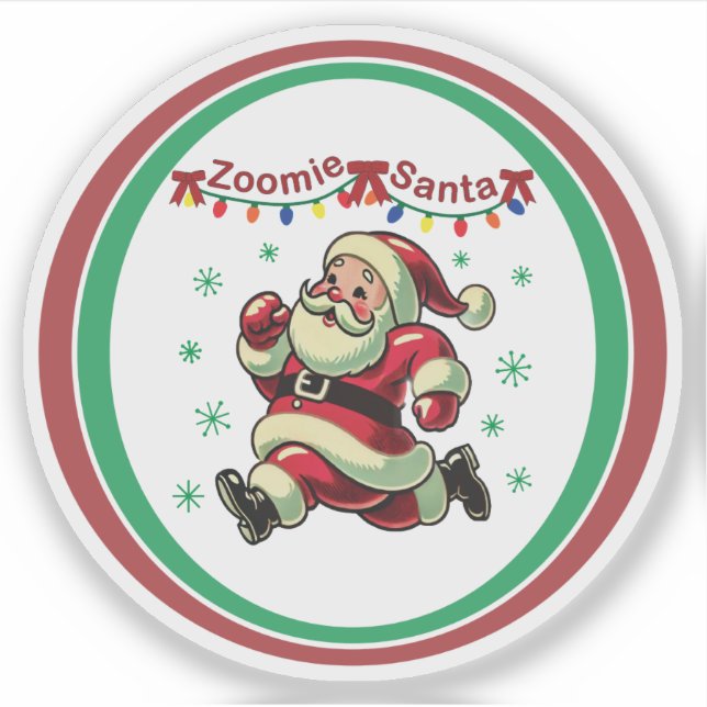 Zoomie Santa Christmas Sticker (Front)
