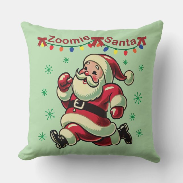 Zoomie Santa Christmas Throw Pillow (Front)