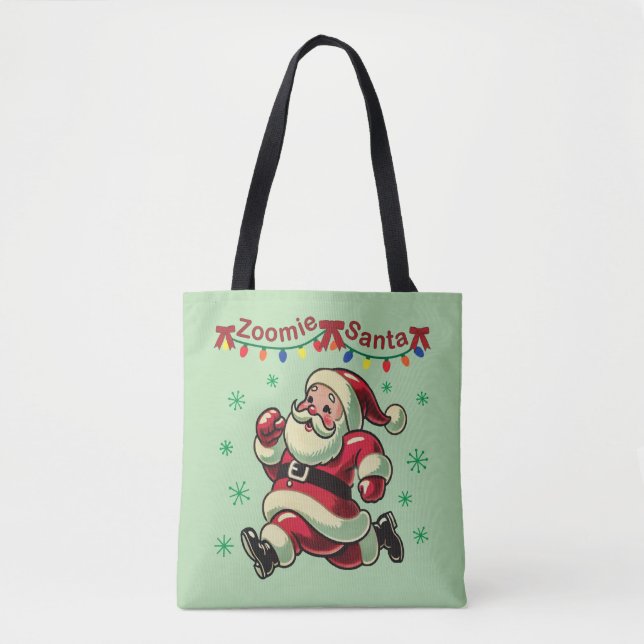 Zoomie Santa Christmas Tote Bag (Front)