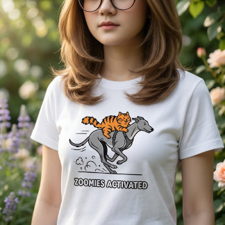 Zoomies Activated Cat Riding A Dog Tri-Blend Shirt