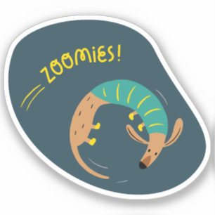 zoomies cute illustrated sausage dog navy yellow sticker