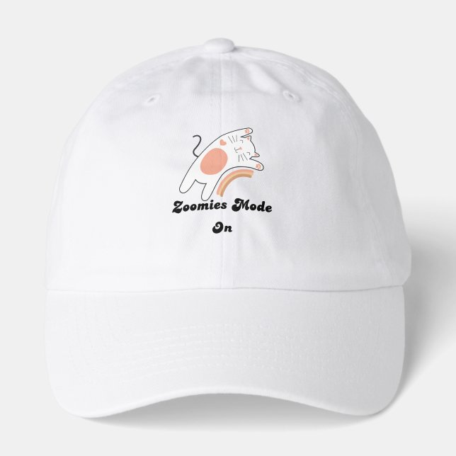 Zoomies Mode On Funny Cat Baseball Hat (Front)
