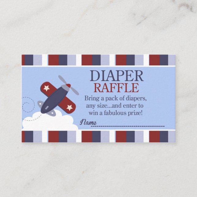 Zooming Along Airplane Baby Shower Diaper Raffle Enclosure Card (Front)