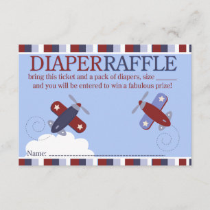 Zooming Along Airplane Shower Diaper Raffle Card