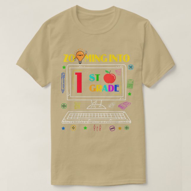 Zooming Into 1st Grade Back to School Virtual Onli T-Shirt (Design Front)