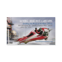 Zooming Retro Rocket Business Cards