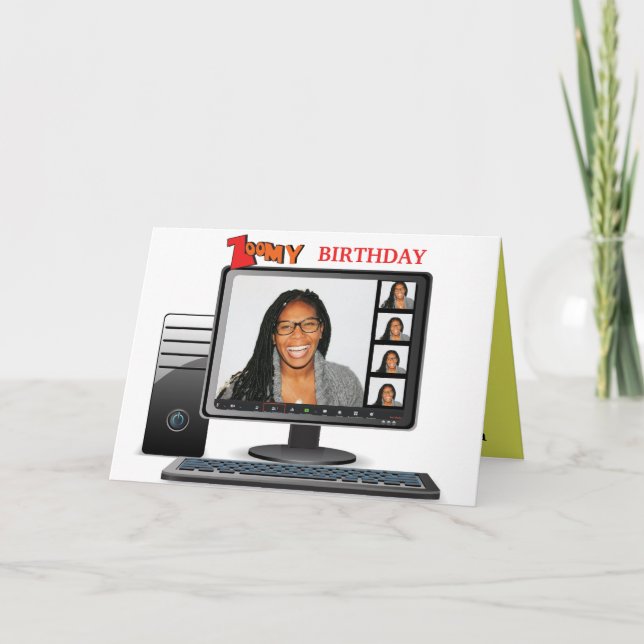 Zoomy Birthday Funny Video Conference Call Satire Card (Front)
