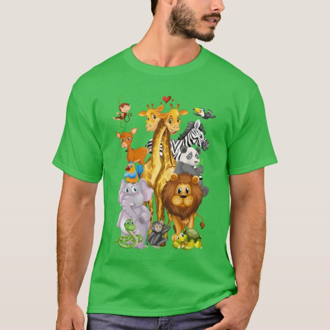 Zoorip Cute Zoo Animals retro T-Shirt (Front)